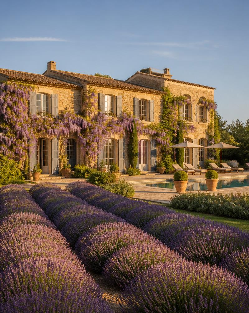 Mas provençal authentique entouré de lavandes
